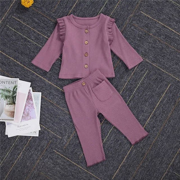 PINK BABY GIRL FRILL STYLE WINTER RIBBED DRESS