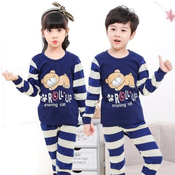 BLUE ROLL UP PRINTED KIDS WEAR