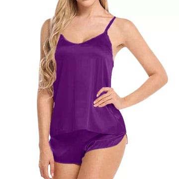 PURPLE 2 PCS POLYESTER CAMI SET