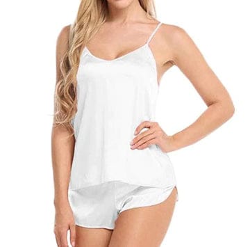 WHITE 2 PCS POLYESTER CAMI SET