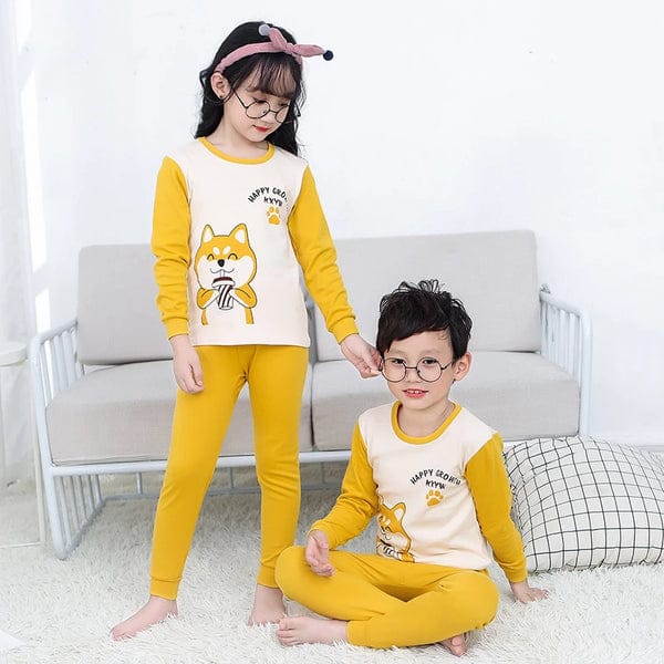 YELLOW AND CAT PRINTED KIDS WEAR