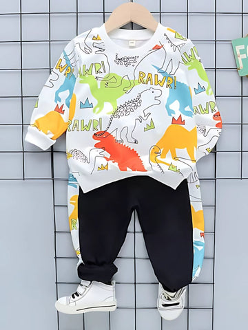 Multicolor Dragon Kids Printed Panel Tracksuit